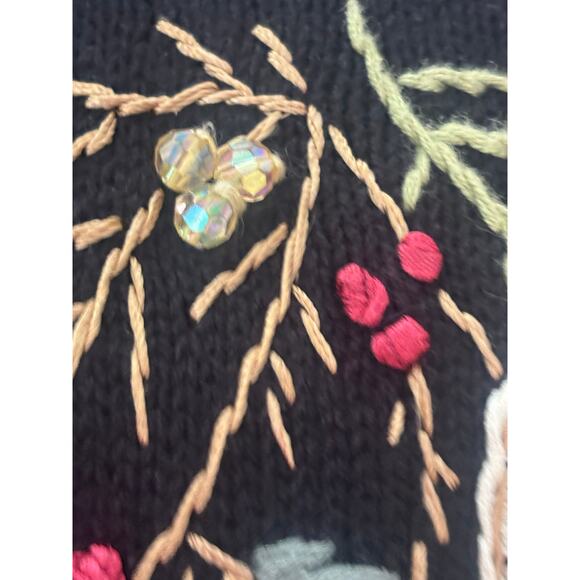 Heirloom Collectibles Cardigan Sweater M Ramie Cotton Embroidered Beaded vintage - Picture 3 of 13